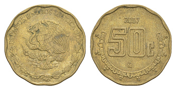 Мексика 50 сентаво 2007 KM 549 алюминиевая бронза 4644-664