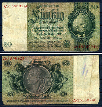 Германия 50 рейхсмарк 1933 Pick 182 a бумага 8518-17-1-1