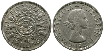 Великобритания 2 шиллинга (флорин) 1961 Елизавета II (1952-2022) KM 906, Spink 4146 медно-никель 4382-242