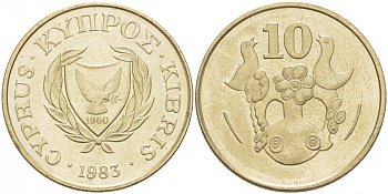 Кипр 10 центов 1983 KM 56.1 никель латунь 77-816
