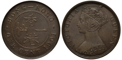 Гонконг 1 цент 1901 Виктория (1837-1901) KM 4.3 бронза UNC 93-1215