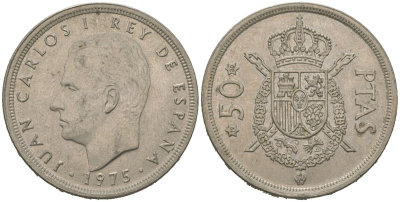 Испания 50 песет 1975 (80), Хуан Карлос I (1975-2014) KM 809 медно-никель 4619-737