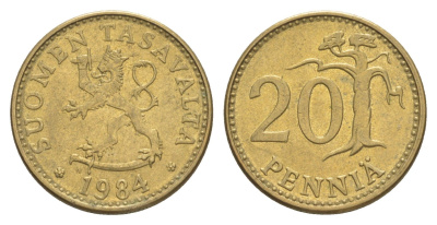 Финляндия 20 пенни 1984 KM 47 алюминиевая бронза 4648-433