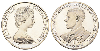 Гибралтар 1 крона 1993 Виндзорская династия - Король Эдуард VIII KM 141 медно-никель BU 11-087-31