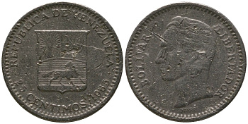 Венесуэла 25 сентимо 1965 Симон Боливар KM 40 никель 4576-665