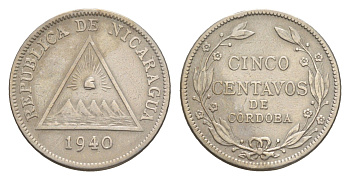 Никарагуа 5 сентаво 1940 KM 12 медно-никель 1528-1233