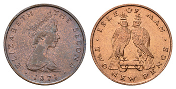 Остров Мэн 2 пенса 1971 KM 21 бронза UNC 4119-617