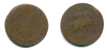 РОССИЯ 1 КОПЕЙКА 1759 медь 61-613