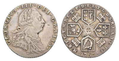 Великобритания 6 пенсов 1787 Георг III (1760-1820), год-тип KM 606.2, Spink 3749 серебро 4127-313