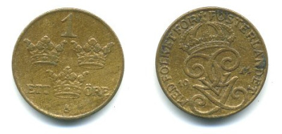 ШВЕЦИЯ 1 ЭРЕ 1941 KM 777.2 бронза 04-933