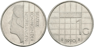 Нидерланды 1 гульден 1990 Беатрикс (1980-2013) KM 205 никель 94-731