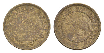 Либерия 1/2 цента 1937 KM 10 латунь 4614-743