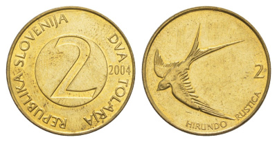 Словения 2 толара 2004 KM 5 латунь aUNC 4633-644