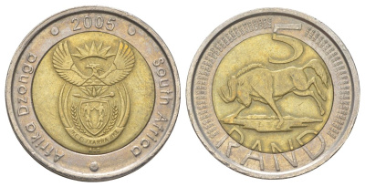 ЮАР 5 рандов 2005 KM 297 биметалл 4626-841