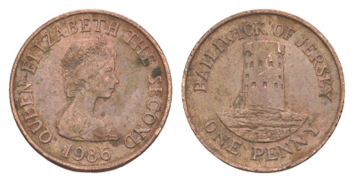 Джерси 1 пенни 1986 Елизавета II (1952-2022), башня Святого Клемента KM 54 бронза 4649-317