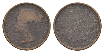 Стрейтс-Сетлментс 1/2 цента 1845 KM 2 медь 51-2757