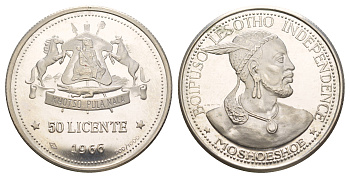 Лесото 50 лисенте 1966 Независимость KM 4 серебро PROOF 413-3342