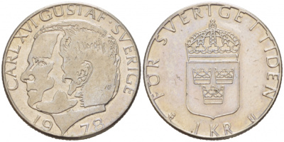 Швеция 1 крона 1978 Карл XVI Густав (1973- ) KM 852 медь плакированная медно-никелем 77-641