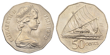 Фиджи 50 центов 1975 KM 36 медно-никель UNC 4168-244