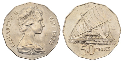 Фиджи 50 центов 1975 KM 36 медно-никель UNC 4168-244