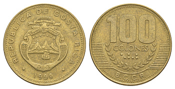 Коста-Рика 100 колонов 1999 KM 230a.1 алюминиевая бронза 4631-446