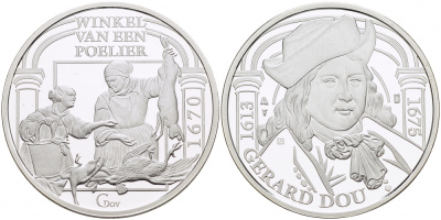 НИДЕРЛАНДЫ МЕДАЛЬ ГЕРАРД ДОУ(1613-1675), КАРТИНА МЯСНАЯ ЛАВКА 1670 ГОД, ДИАМЕТР 30 мм., ВЕС 9,42 гр. медно-никель 1087-2-52