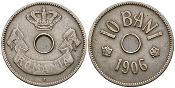 Румыния 10 бани 1906 J, Кароль I (1881-1914) KM 32 медно-никель 4601-813