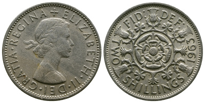 Великобритания 2 шиллинга (флорин) 1963 Елизавета II (1952-2022) KM 906, Spink 4146 медно-никель 4382-436