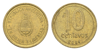Аргентина 10 сентаво 2004 KM 107 алюминиевая бронза 4664-725