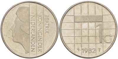 Нидерланды 1 гульден 1982 Беатрикс (1980-2013) KM 205 никель 31-925