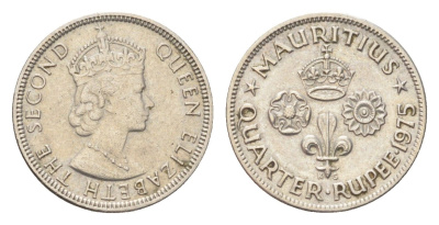 Маврикий 1/4 рупии 1975 Елизавета II (1952-2022) KM 36 медно-никель 4705-665