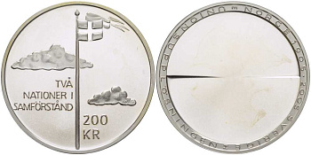 Швеция 200 крон 2005 Карл XVI Густав (1973- ), 100 лет союза между Швецией и Норвегией KM 906 серебро BUNC 1074-10-13