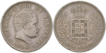 Португалия 500 реалов 1896 Карлуш I (1889-1908) KM 535 серебро 4512-625