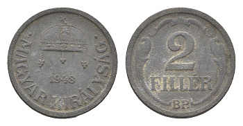Венгрия 2 филлера 1943 BP KM 519 цинк 4664-859
