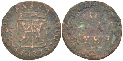 ГЕЛЬДЕРЛЭНД, НИДЕРЛАНДЫ 1 ДУИТ 1783 KM 105 медь 45-469