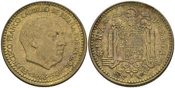 Испания 1 песета 1963 (64) Франсиско Франко (1939-1975) KM 775 алюминиевая бронза 4155-335