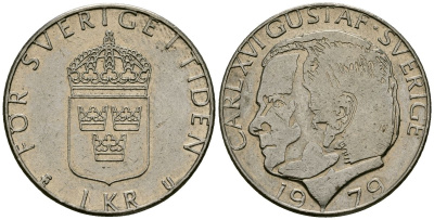 Швеция 1 крона 1979 Карл XVI Густав (1973- ) KM 852 медь плакированная медно-никелем 4176-555