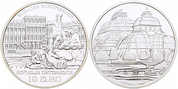 Австрия 10 евро 2003 Дворец Шенбрунн, здание парламента KM 3106 серебро PROOF 1087-3-62