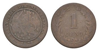 Нидерланды 1 цент 1878 Виллем III (1849-1890) KM 107 бронза 53-229