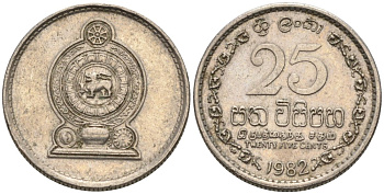 Шри-Ланка 25 центов 1982 KM 141.2 медно-никель 4567-312