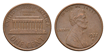 США 1 цент 1977 Авраам Линкольн KM 201 медь цинк 4613-618
