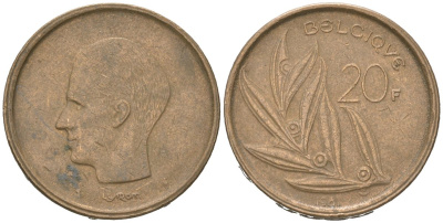 Бельгия 20 франков 1981 Belgique, Бодуэн I (1951-1993) KM 159 никель бронза 4616-1051