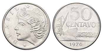 Бразилия 50 сентаво 1976 KM 580b нержавеющая сталь UNC 4663-535