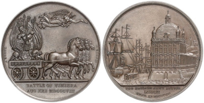 Франция медаль 1808 Наполеон I Бонапарт, вторжение в Португалию, диаметр 41,0 мм, вес 39,2 г, Slg. Julius 1971, Bramsen 2207 бронза UNC 00-00