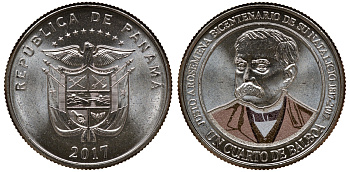 Панама 1/4 бальбоа 2017 Хусто Аросемена KM NEW медно-никель UNC M52-07