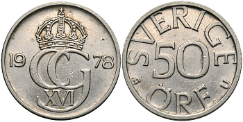 Швеция 50 эре 1978 Карл XVI Густав (1973- ) KM 855 медно-никель 4175-354