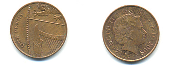 Великобритания 1 пенни 2009 Елизавета II (1952-2022) KM 1107, Spink B6 сталь плакированная медью 177-1159