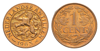Нидерландские Антильские острова (Нидерландские Антилы) 1 цент 1963 KM 1 бронза UNC 4651-921