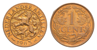 Нидерландские Антильские острова (Нидерландские Антилы) 1 цент 1963 KM 1 бронза UNC 4651-921