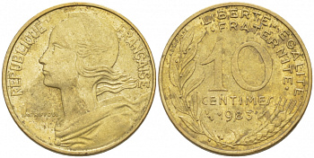 ФРАНЦИЯ 10 САНТИМОВ 1983 ТИП MARIANNE KM 929 медь алюминий никель 3309-1061